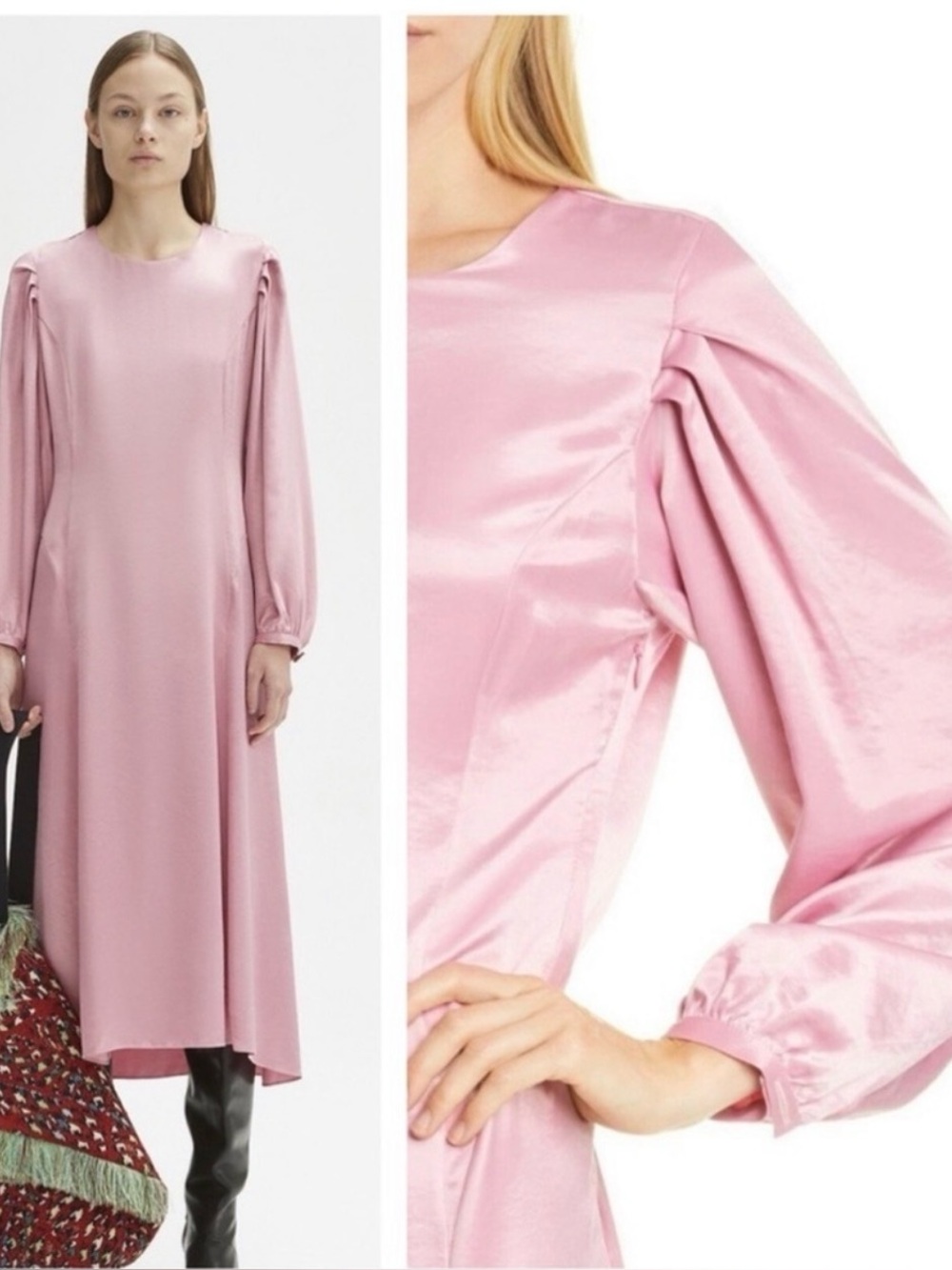 Rodebjer Julinka occasion dress pink satin midi size medium